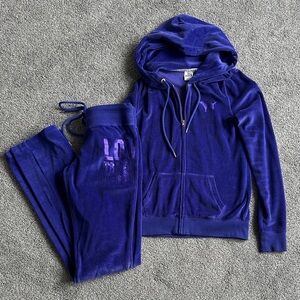 PINK Victoria's Secret Velour Zip Hoodie in Royal Purple